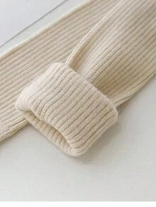 1 雙灰色秋冬女士襪子,條紋奶白色小牛襪,日式及膝襪 - 灰色 - 查看 4