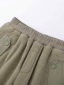 Annil 男女童絨毛棉褲，冬季厚實保暖，加厚打底長褲綠色 - 綠色 - 查看 4