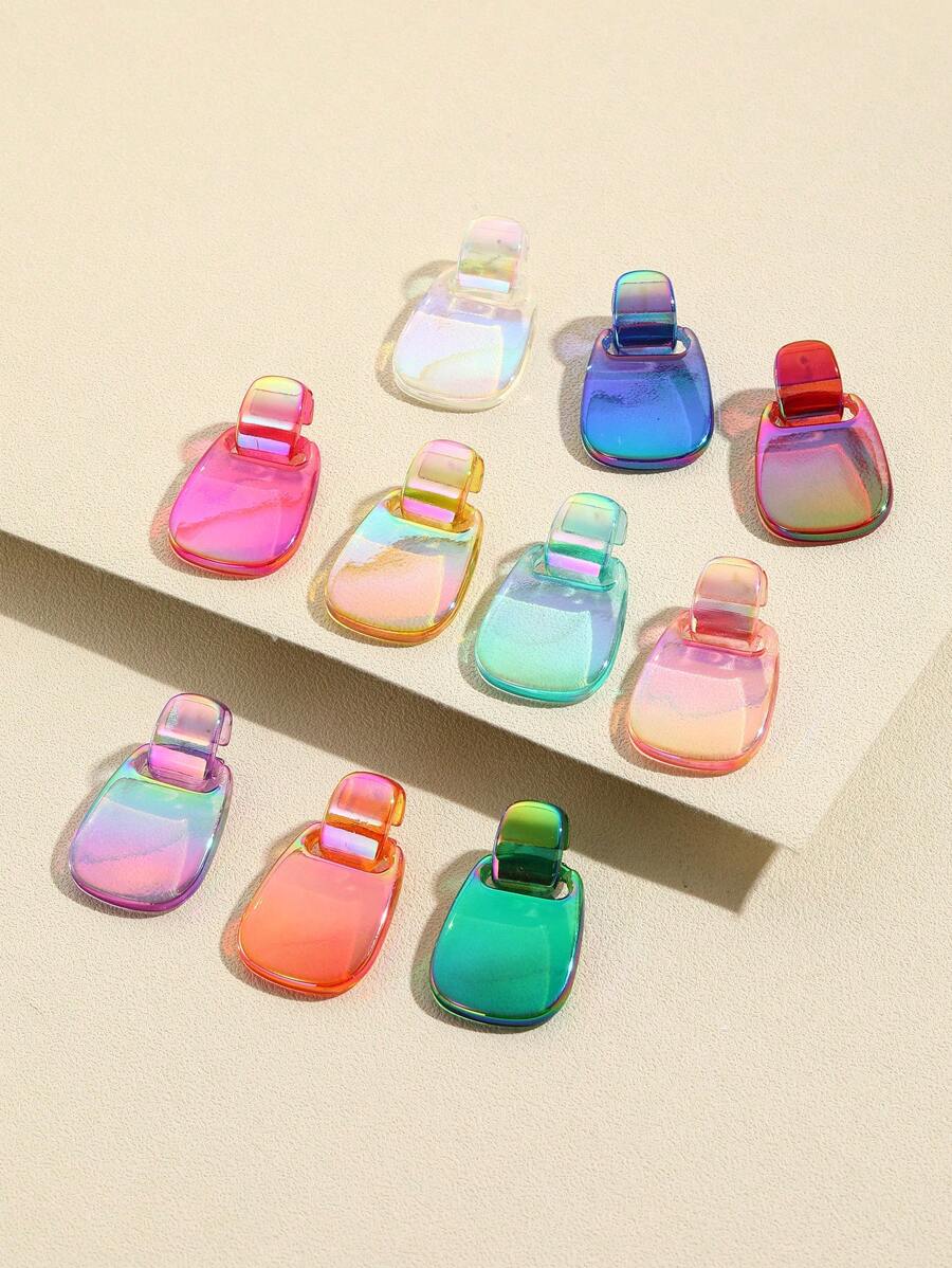 1pair Ombre Fashionable Women's Resin Earrings - Hot Pink - View 1