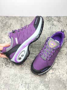 2023新款時尚厚底氣墊休閒鞋防水耐用透氣春秋 - 紫色 - 查看 2