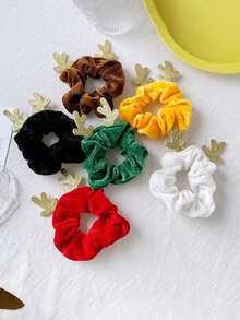 1pc Random Color Christmas Antler Scrunchies Hair Tie For Women - Multicolor - View 2
