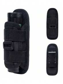 1pc Durable Molle Flashlight Holster,Nylon Torch Carry Case With 360 Degree Carabiner Reel Clip,Rotatable Flashlight Holder Belt Clip,Easy Access And Hands-Free Use - Ideal For Outdoor Activities, Spring Outdoor Sports, Valentine's Gift - Black - View 7