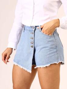 Women Denim Skirts - Màu xanh lam - Xem 4