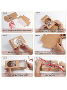 Christmas Small Gift Box, Foldable Gift Box For Cakes And Cookies, 6pcs/Pack Random Style Wedding Party Gift Bags - Camel - View 2