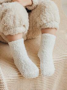 Solid Thickened Baby Socks With Anti-slip Dots For Floor Crawling - White - View 1