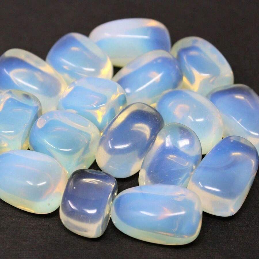 100g Tự Nhiên Đánh Bóng Opalite Búi Tó Đá Thạch Anh Opalite Búi Tó Tinh Thể Đá Quý Đá Opalite để Cân Bằng Luân Xa, Reiki, May Mắn, Chữa Bệnh, Phong Thủy, Trang Trí Nhà Cửa, Kích Thước 2-3cm. - Bắn pha lê - Xem 1