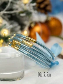 5 Chiếc Đen Tiệc Giáng Sinh Sáng Bóng Lấp Lánh Chống Nước Lễ Hội Nơ Ruy Băng Thạch Lắc Tay Vòng Tay - màu đen - Xem 8