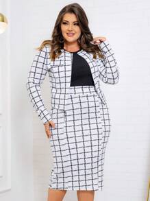 Conjunto feminino saia e blazer - Branco - Visão 4