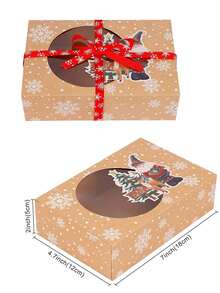 Christmas Small Gift Box, Foldable Gift Box For Cakes And Cookies, 6pcs/Pack Random Style Wedding Party Gift Bags - Camel - View 4