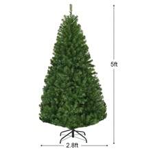 Lifezeal 5Ft Pre-Lit Artificial Christmas Tree Hinged 150 LED Lights - 綠色 - 查看 2