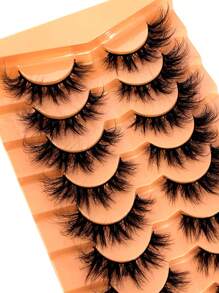HBZGTLAD 9 对柔软蓬松的 3D 仿貂皮睫毛，手工卷曲合成貂皮假睫毛，浓密自然的睫毛，配玫瑰色睫毛带