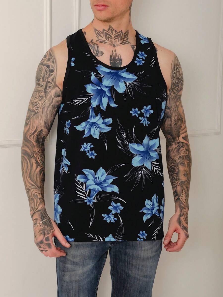 Men Tank Tops - Blue - View 1