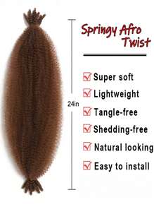 12-24 Inch Brown Hair Extensions For Braiding, Curly Hair Extensions, Marley Twist Synthetic Braiding Hair, Springy Afro Twist Hair, Kinky Twist Pre Fluffed Spring Twist Synthetic Hair Extensions - Coffee Brown - View 2