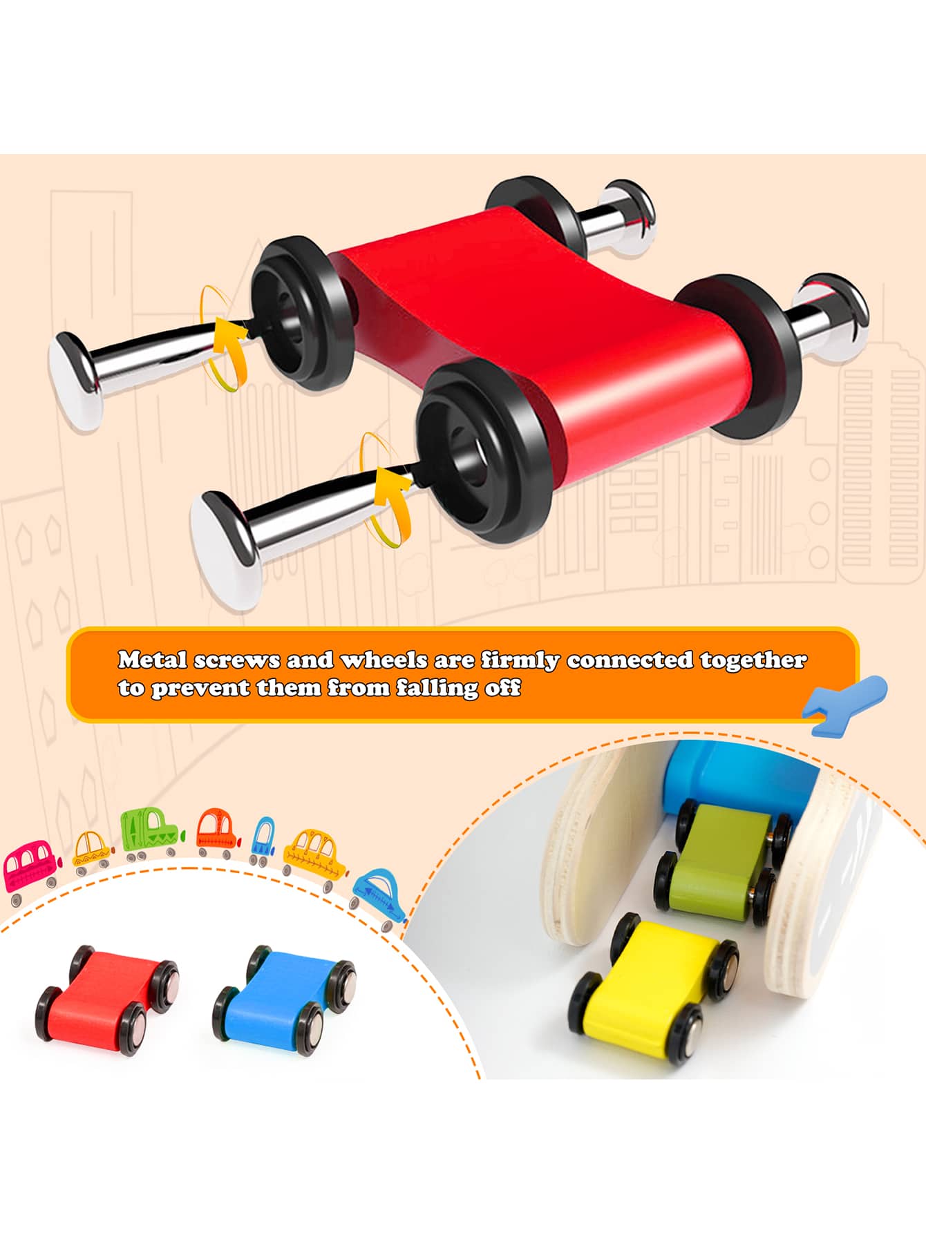 Valentine's Day Wooden Car Ramp Racer Toy Vehicle Set With 4 Tier