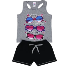 Kit Lote 3 Conjuntos Roupa Infantil Juvenil Menina Feminina  Atacado Barato Verão 10 Ao 16 Anos - Multicolorido - Visão 4