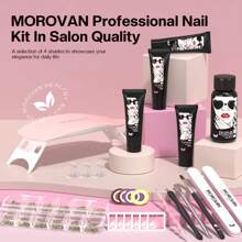 Morovan Poly Gel Nail Kit: Poly Nail Gel Kit with U V Lamp Pink Nude Highly Clear Poly Gel Nails Kits - 粉色 - 查看 9