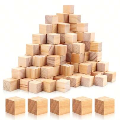 50/30pcs 0.39inch Unfinished Wooden Blocks Small Wood Cubes, For Crafts And Puzzle Making DIY Home Decor