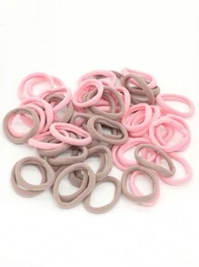 50/100pcs Basic Elastic Hair Ties For Women, Simple Design For Daily Use Ponytail Holders Hair Elastics Hair Rubber Bands Scrunchies Hair Rope ,Gym Sport Outfit Hair Accessories Head Accessories - Pink - View 2