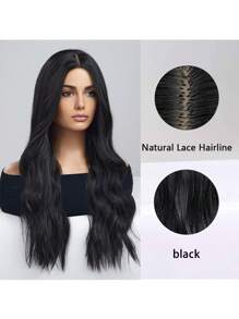 24英寸長的自然棕色波浪女士熱阻卷曲假髮,蓬鬆的新型合成假髮,適合日常派對佩戴