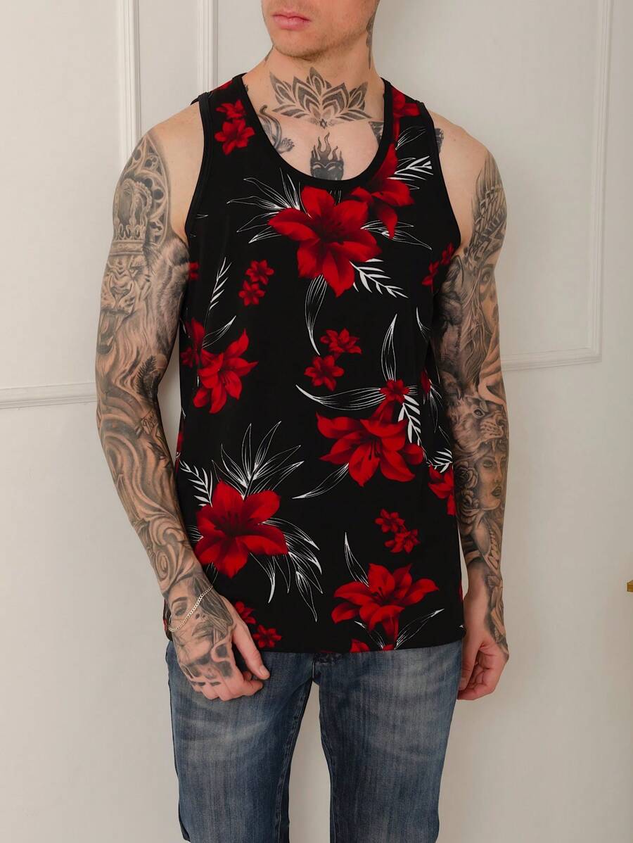 Men Tank Tops - Red - View 1
