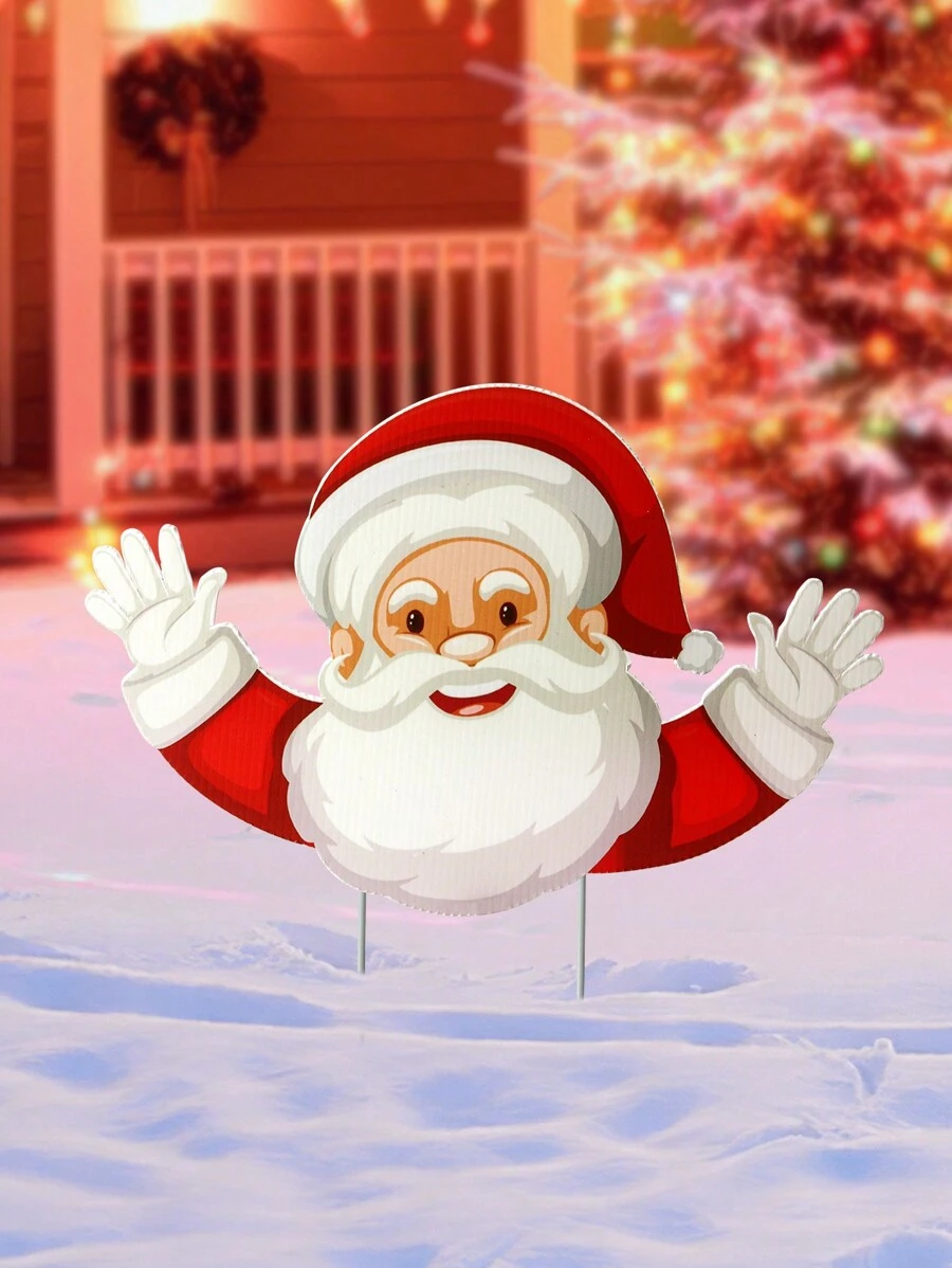 1入聖誕節裝飾地釘,印有聖誕老人的pp瓦楞板材料,適用於室外聖誕節裝飾 - 彩色 - 查看 1
