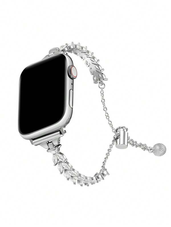 Armband in Blattform mit Strass-Inlay passend für Apple Watch Band, Damen Uhrband