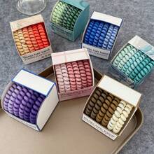 1盒6入女士多色簡潔耐用啞光盤旋式髮圈，高彈力馬尾控，優雅髮飾日常休閒適用 - 彩色 - 查看 1