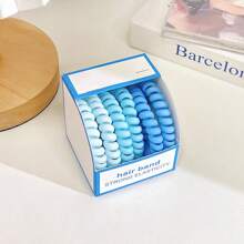 1盒6入女士多色簡潔耐用啞光盤旋式髮圈，高彈力馬尾控，優雅髮飾日常休閒適用 - 彩色 - 查看 6