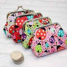 Random 1pc Cute Cartoon Ladybug-shaped Children's Coin Purse, Mini Wallet For Kids - Multicolor - View 2