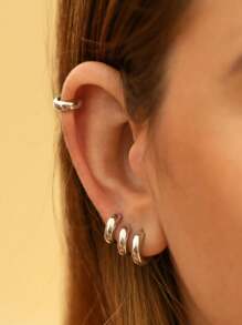 Hoa tai Hoop tinh mỹ - Bạc - Xem 3