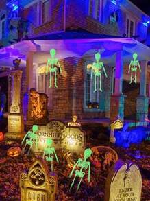 1件萬聖節幽靈節日發光骷髏骨骨架模型,詛咒房間恐怖裝飾道具,塑料模擬人類吊飾 - 白色 - 查看 4