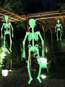 1件萬聖節幽靈節日發光骷髏骨骨架模型,詛咒房間恐怖裝飾道具,塑料模擬人類吊飾 - 白色 - 查看 1