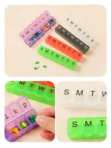 1 件便攜式分體藥盒,帶盲文,7 天藥盒,輕型戶外收納盒 - 彩色 - 查看 6