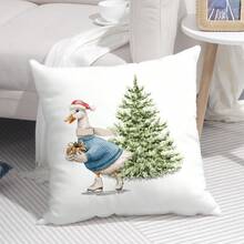 Christmas Tree Pattern Pillowcase, Festive Decoration Cushion Cover For Home Sofa Pillow - Champagne - View 5