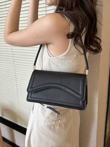 Fashionable Solid Color Vintage Simple & Elegant Shoulder Bag , Old Money - Black - View 4