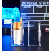 Highly Attractive Transparent Visible Ultra-Thin Cigarette Case For Slim Cigarette,Automatic Ejection And Compression Resistance, Portable And Protective. Push And Eject Cigarettes From The Top And Pull To Retrieve Them, Made Of Transparent Plastic - White - View 1