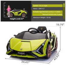 12V Electric Car For Kids, Licensed Lamborghini SIAN Ride On Toy With Parental Remote Control/LED Lights&Horn/Suitable For Toddlers 3-8