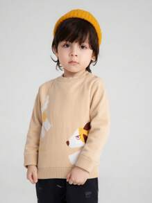 Annil Boys' Round Neck Sweater Winter Baby Warm, Soft And Comfortable Long Sleeved Sweater Apricot - Apricot - View 1