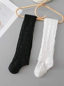 2pcs Girls' Heart Patterned Tights - Multicolor - View 7