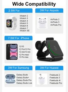 1入組可折疊便攜超薄旅行多功能磁性三合一無線充電器(白色) - 白色 - 查看 12