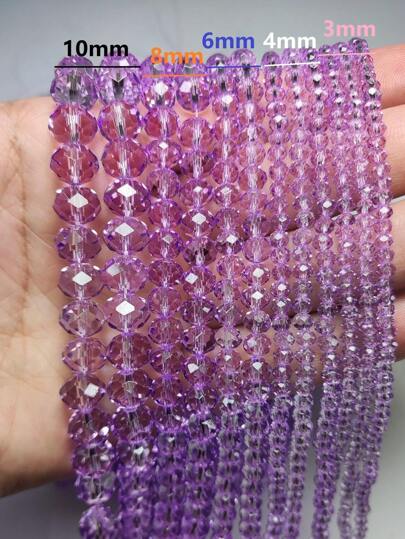 1 String Of Light Purple Glass Beads/Holiday Beads/Austrian Crystal Style Glass Beads/Glass Round Beads/Glass Faceted Beads/Glass Spacer Beads, Suitable For Earrings/Bracelets/Anklets/Necklaces Jewelry Making/Christmas Tree Decoration/Holiday Decoration/Wedding Decoration/Window Decoration