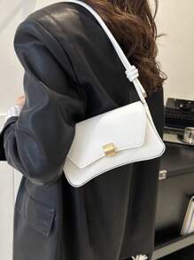 時尚純色復古簡約腋下女士單肩包