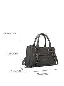 晚宴包，晚装包 魅力四射，优雅精致，沉静奢华 2023新款荔枝纹小方包 秋季百搭个性手提包 通勤文艺单肩斜挎包 送给女性的最佳礼物 妈妈 老师 朋友 伴娘，晚宴/宴会 - 灰色 - 查看 5