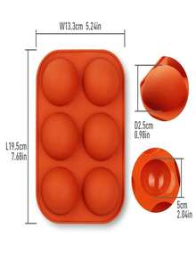 1pc 6-cavity Semi-circle Silicone Pudding Mold Cake Decoration Chocolate Mold - Red - View 2