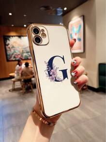 1 件簡單字母 G 設計彩色繪畫電鍍手機殼,兼容 Iphone - 彩色 - 查看 2