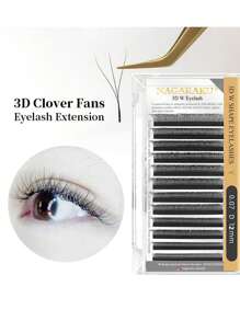 1 件 NAGARAKU 自动开花 W 形绽放 3D 8-12 毫米预制扇形睫毛延长自然柔和单根睫毛女士单根睫毛簇、睫毛簇、单根睫毛、睫毛、假睫毛 - 黑色 - 查看 2