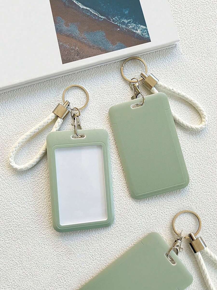 Solid Colour Business Card Holder Credit Bank Id Card Holder - Green - View 1