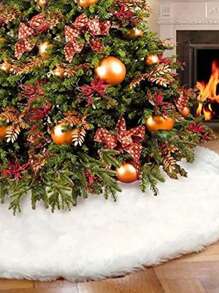 1件白色蓬松圣诞树裙 节日装饰 最佳礼物 生日 家居装饰 圣诞节装饰 房间装饰 冬季圣诞节装饰 家居圣诞礼物 圣诞装饰 - 白色 - 查看 2