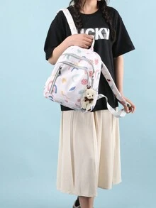 新款可愛印花時尚趨勢城外媽媽包托特背包 - 米色 - 查看 4