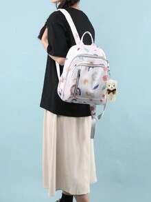 新款可愛印花時尚趨勢城外媽媽包托特背包 - 米色 - 查看 5